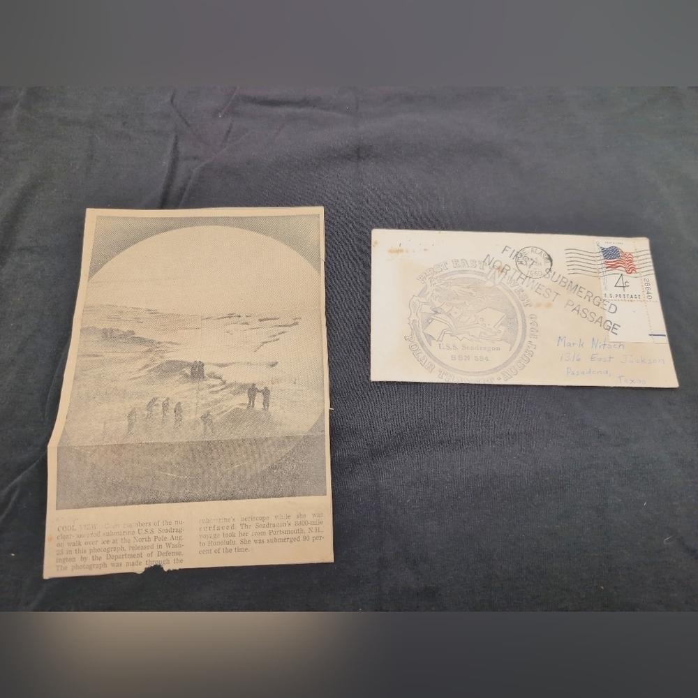 1960 Alaska First Submerged North West Passage Commerative Envelope W News Clip